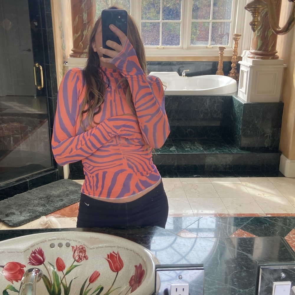 AFRM Purple and Orange Striped Top